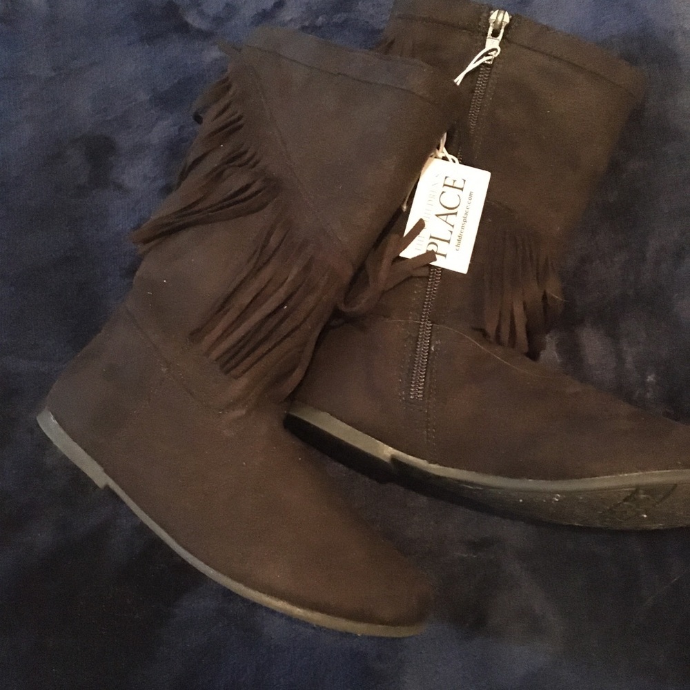 Girls tall fringe boots NWT